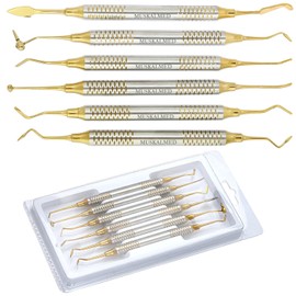 Dental Composite Filling Instruments Professional Dental Filling Repair kit Permanent Composite Dental Titanium Dental Gold Plasma Coated Tips Non Stick Restoration Smooth Tooth Filler 6 PC DS-1620