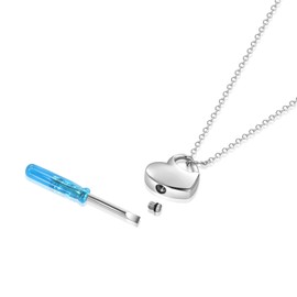 MiiFort Simple Love Heart Urn Necklaces for Ashes Cremation Jewelry Keepsake for Adult Women Men Human Family Loved One