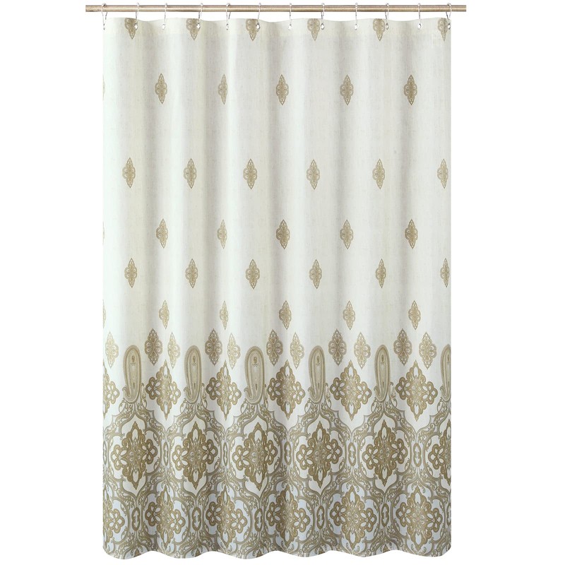 BESTRIPES Long Fabric Shower Curtain, Beige and Tan Ombre Boho