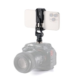 TILTA Tripod Phone Mount with Cold Shoe Adapter, 360° Rotation and 180° Tilts Adjustable Phone Mount for Cameras with 1/4"-20 Threads, Cold Shoe Receiver - Black TA-PMB5-CSK-B