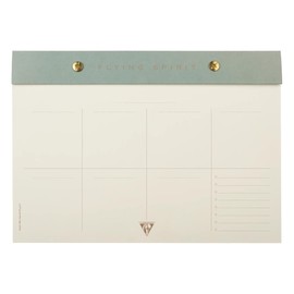 Clairefontaine 107846C Calendar Block Weekly Planner Flying Spirit Green with Rivets 24 x 17 cm 60 Printed and Removable Sheets Assorted Pack of 1