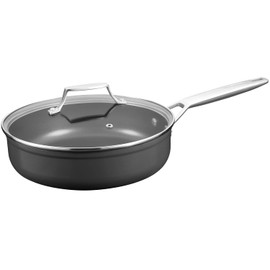 MsMk 3.5 Quart Saute Pan with lid, Carbonize also Nonstick, PFOA Free Non-Toxic, Scratch-resistant, Induction Deep Frying pan for Induction, Ceramic and Gas Cooktops