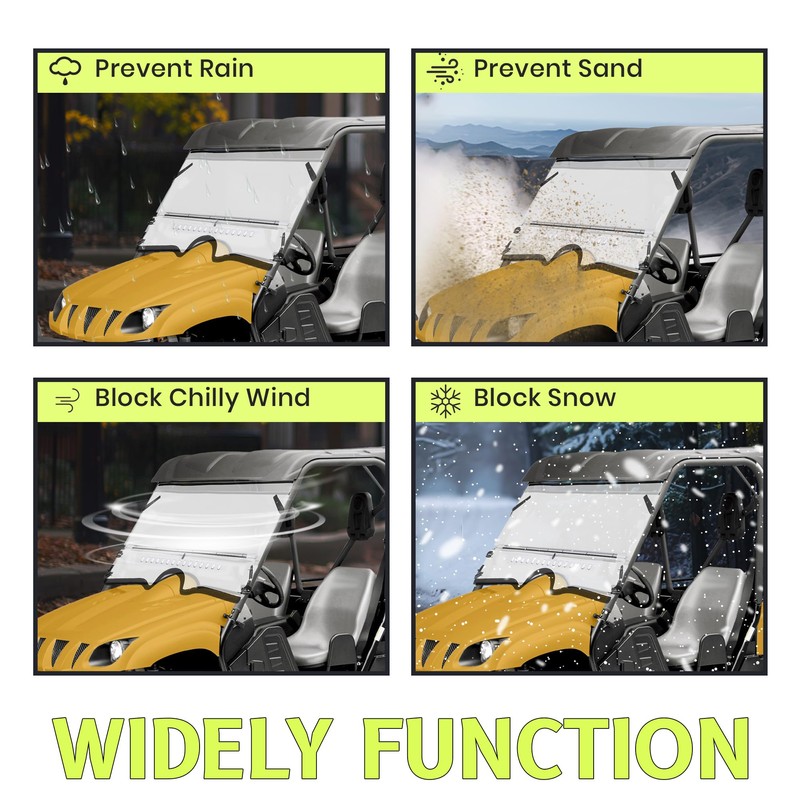 HECASA Front Clear Vented 1/4" Windshield Compatible with 2004-2013 Yamaha