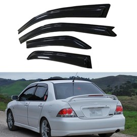 Wensdy 4Pcs Side Window Wind Deflector Window Visor,Outside Mount Tape-On Sun Rain Guards Set fit for 2002-2006 Mitsubishi Lancer Sedan (Sedan Only) 94229