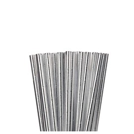 ELEGANI Drinkware Picks, Stirrers, Straws for Parties and Events; Metallic Silver Paper Straws (4X Pack of 24ct Each)