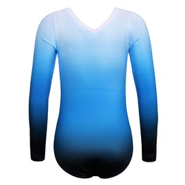 ZNYUNE Body da ginnastica frizzante a maniche lunghe per ragazza B152 blu 10A