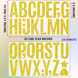Waynoda 420 Pcs 24 Sheets Bulletin Board Letters 2.5 Inch Alphabet Letter Stickers Self Adhesive Stickers Letter for Poster Board Classroom Home Decor(Gold)