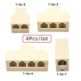 xiwai RJ11 Telephone Line Splitter 1 in 2 out 1 to 3 1 to 4 Way Socket 6P4C RJ12 Plug Telephone Modular Socket Converter Adapter Extender 4 Pack