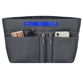 Eurhomewit Bag Organiser Insert Nylon Handbag Purse Organiser for Tote Bag, Waterproof Handbag Organizer with Handle and Keychain,Navy Blue,Small