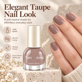 10ML Taupe Nail Polish, Air Dry Glossy Nail Lacquer, No UV Lamp