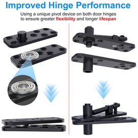 Hidden Door Hinge with Dual-Bearing Design for Silent Operation, 573 LB/260KG Heavy Duty Conceal Hinges, 360° Rotation Pivot Hinge for Secret Doors (Standard)