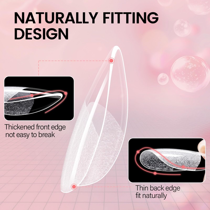 Gel Nail Extension Kit Short Almond Nail Tips, Nail Glue
