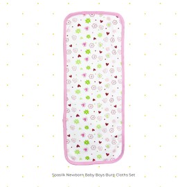 Spasilk Baby 3 Pack 100% Cotton Burp Cloths for Newborn Boys and Girls, Pink Flower, One Size