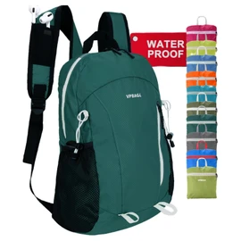 15L Waterproof Hiking Daypack, Small Backpack Travel Outdoor, Lightweight Day Pack with Tool Loops(Dark Green)