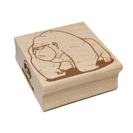Suspicious Cartoon Gorilla Square Rubber Stamp for Stamping Crafting - 1.25in Small