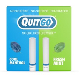 QuitGo Air Cool Menthol and Fresh Mint Habit Chew Stick – Plastic Reusable Natural Aid Straw to Curb Cravings & Breathe Freely - Color: Cherry & Watermelon