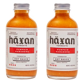 Haxan Ferments Pumpkin Habanero Hot Sauce | Hot Heat | Fermented Pumpkin, Habanero Peppers, Ginger, Garlic | Tangy, Bright, Earthy Sweetness | Perfect for Veggies, Seafood, Chili | 4 oz | 2 Count