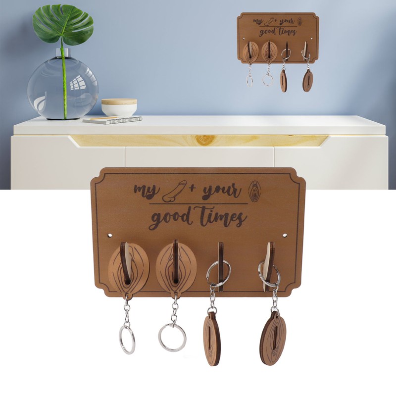 Key Holder Rack 4 Hook Cute Pendant Poplar Wooden Key