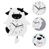 Acrylic Wall Clock Cartoon Cow Shape Silent Movement Decorative Swinging