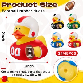 DEEKIN 48 Pcs Football Player Rubber Ducks Bulk 2 Inch 4 Color for Football Competition Gifts Birthday Party Favor Decoration