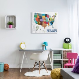 Stupell Industries United States of America Map Quilted Pattern Borders