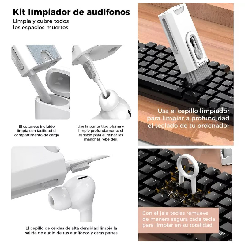 Chens Kit Limpieza Cepillo Compacto - Teclado, Celular, Audifonos