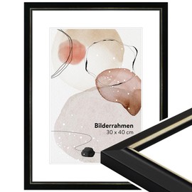 WANDStyle Picture Frame Country House Style 20 x 28 cm I Colour: Black I Photo Frame I Wooden Picture Frame in Scandinavian Style I Made in Germany I H340