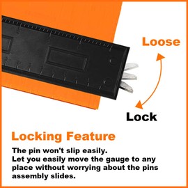 Shape Gauge with Lock 10 Inch Profile Tool Adjustable Lock Widen Precisely Copy Irregular Shape Duplicator Laminate Tiles Wood Edge Outline Gauge for Corners and Construction