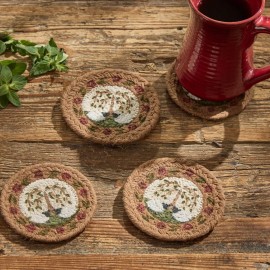 PARK DESIGNS WILLOW AND SHEEP PRINTED BRAIDED COASTER SET (SET OF 4) NEW, FREE SHIPPING!