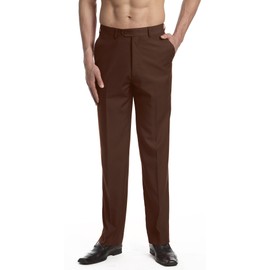 Concitor Men's Dress Pants Trousers Flat Front Slacks CHOCOLATE BROWN Color 38