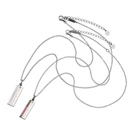 White Clover 4SUP002WH & 4SUP002BK Message Diamond Shell Plate, Stainless Steel Pair Necklace, White & Black