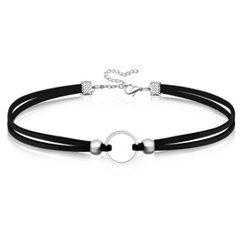 Ronglry Black Velvet Choker Necklace for Women - Adjustable Layered Goth Chokers - Gifts