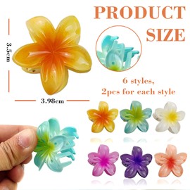 Hebterrka 12 Pieces 1.57 Inch Flower Claw Clip, Preppy Flower Hair Clip, Hawaiian Plumeria Hair Clip, Hawaiian Hair Accessories for Thick and Thin Hair