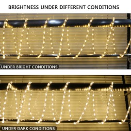 FOEERS Rope Lights Outdoor,50FT Connectable LED Tube Lights with Plug in,LED Rope Lights for Bedroom,Garden,Patio,Deck,Christmas Decoration(Warm White)