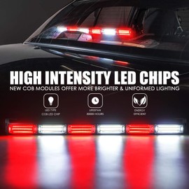 Xprite 27" COB LED Emergency Traffic Advisor Strobe Light Bar, 21 Flashing Patterns Directional Hazard Warning Lightbar, for Police Firefighter Ambulance Vehicles Trucks Cars SUV White/Red