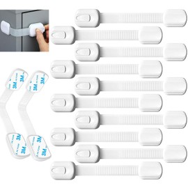 SNORF Seguros para Puertas y Cajones Bebé 10 Piezas Ajustables Multiusos | Candado para Refrigerador, Protección para Bebés, Evita Apertura de Cajones y Gabinetes, Uso en Cocina y Hogar