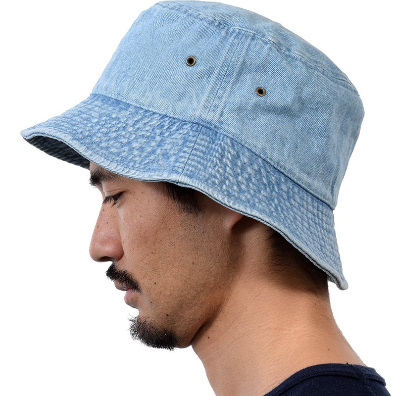 NEWHATTAN Bucket Hat Hat 18. Denim Light Blue, blue (light)
