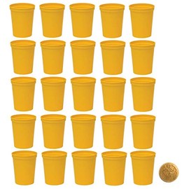Stadium Cups, Pack of 25, Blank 16 oz Plastic Cups (Yellow)