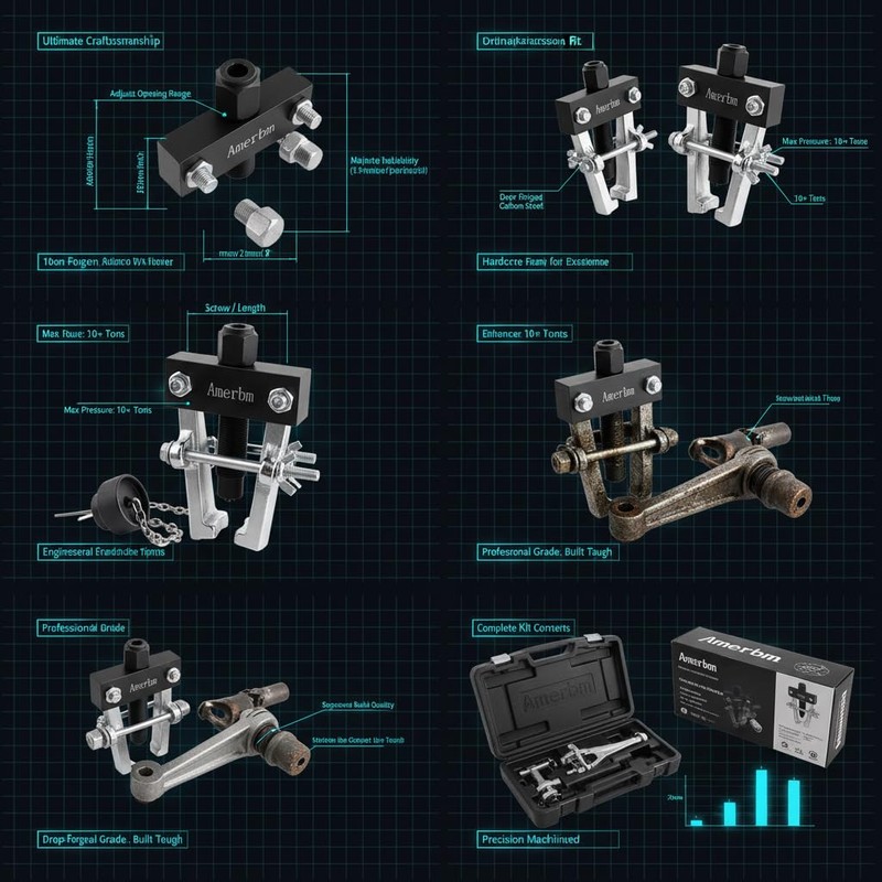 Amerbm Heavy Duty Pitman Arm Puller Adjustable Jaws Bearing Puller