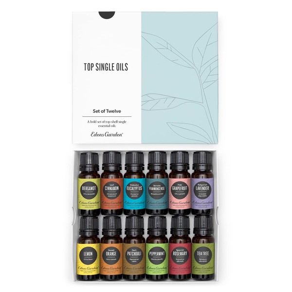 Edens Garden Top Essential Oil 12 Set, Best 100% Pure Aromatherapy Intro Kit (for Diffuser & Therapeutic Use), 10 ml