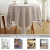 Hpxrom Lattice Rustic Farmhouse Tablecloth Cotton Linen Light Brown Dust-Proof