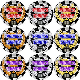 144 Phonics Champ 30 mm Reward Stickers for School Teachers, Parents, Nursery