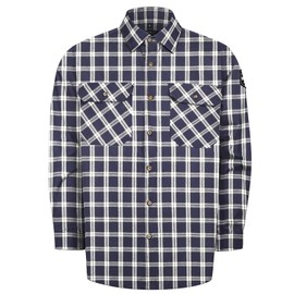 Uno Mejor FR Shirts 6.25oz Flame Resistant Welding Shirt, 100% C FR Clothing for Men, Men's Fire Retardant Welding Jacket for Safety Work, Heavy Durable Welding Gear, Navy-Plaid 2XL