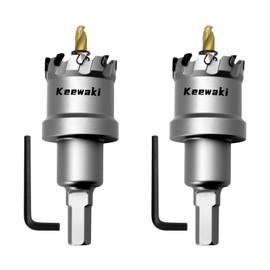 Keewaki 1-1/4 Inch Hole Saw Kit – 2PCS TCT Carbide Hole Saw Drill Bits for Metal, Steel Plate, HVAC Ducts, Plastic, Wood – Professional Cutting Tools