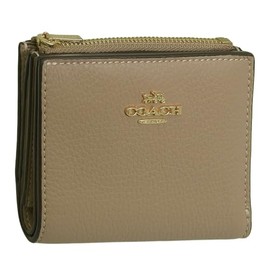 Coach CM315 Women's Bi-Fold Wallet Compact Outlet Brand Leather PBL Leather BIFOLD Wallet CM315, Taupe