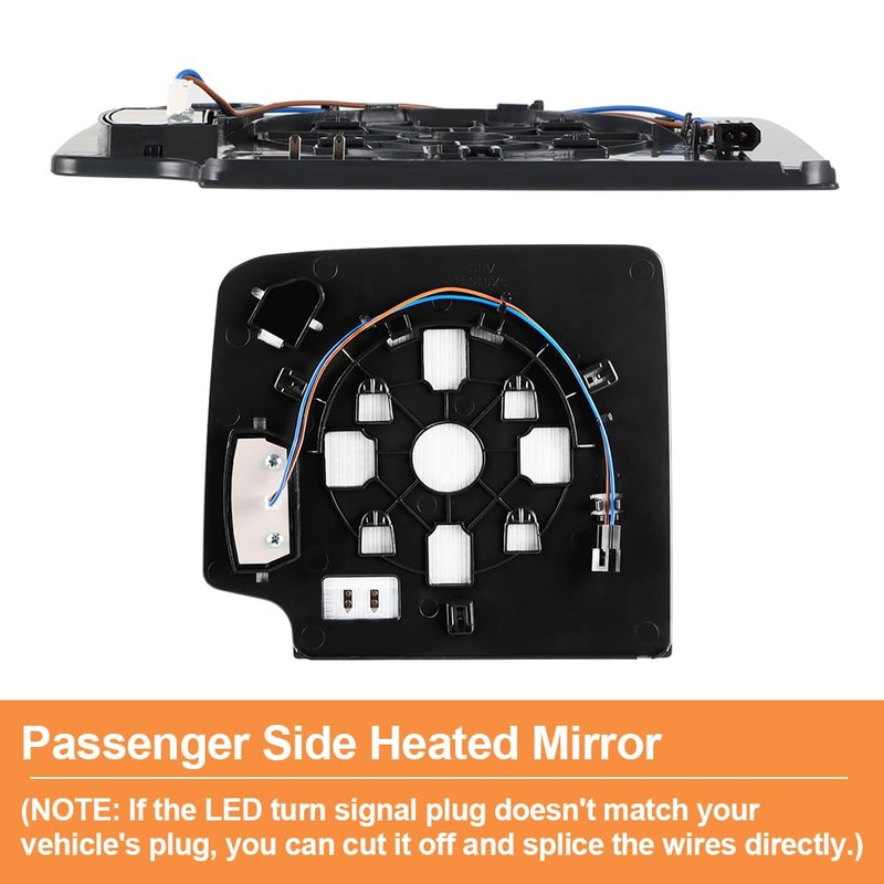 Senzeal Passenger Side Heated Mirror Upper Tow Mirror Glass Replacement