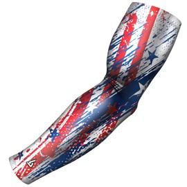 B-Driven Premium Pro-Fit Sports Compression Arm Sleeve (Single) Patriotic Designs Baseball Arm Sleeves For Men Women Youth & Adult Sizes for Football Basketball