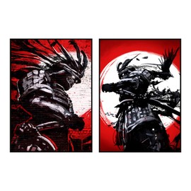 KAIDAARTLH Japanese Samurai Canvas Pictures, Japanese Bushido Poster Set, for Living Room, Bedroom Decor, Frameless (W 2 x 30 x 40 cm)