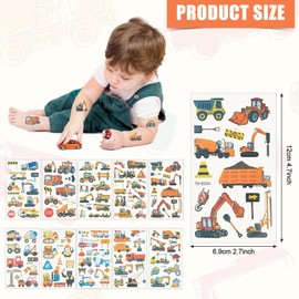 10 Blätter Tattoos für Kinder, Temporäre Tattoos Sticker Kinder Feuerwehrauto/Bagger/Technisches Fahrzeug/Auto, Kindertattoos Fake Tattoos Hautfreundlich Jungen Geburtstag Party Dekoration