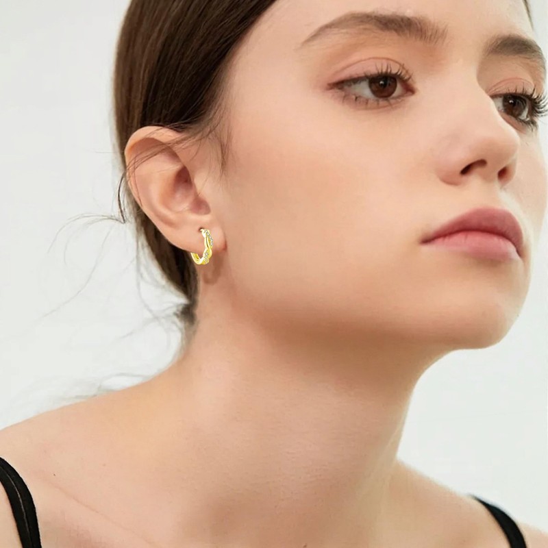 Loutade Silver Hoop Earrings for Women, 925 Sterling Silver Twisted